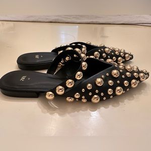 Zara Embellished Ballet Flat Mules